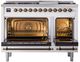Ilve® Nostalgie II Noblesse 48'' Custom RAL Color Pro Style Dual Fuel Range with Burnished Trim-1