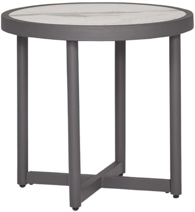 Signature Design by Ashley® North Island Gray Aluminum Outdoor End Table-0