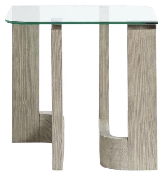 Magnussen Home® Bartlett Glass Top End Table with Smokey Pine Base-1