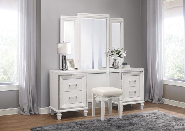 Mazin Furniture Tamsin White Metallic Vanity Stool-2