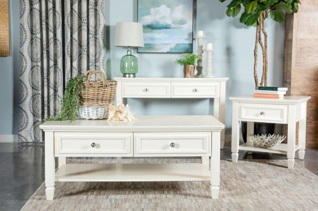 Coaster® White Rectangular 2-Drawer Coffee Table-3