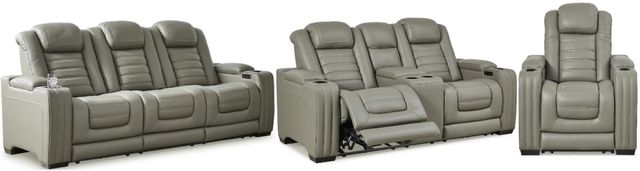 Signature Design by Ashley® Backtrack 3-Piece Gray Power Reclining Living Room Set-0