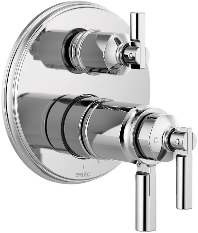 Brizo Invari® Polished Chrome TempAssure® Thermostatic Valve With Integrated 3-Function Diverter Trim-0