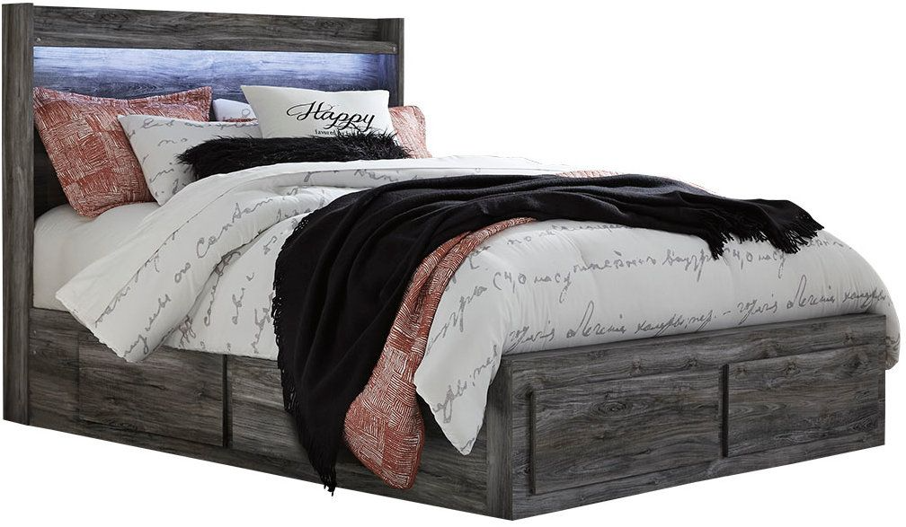 Baystorm Panel Bed with 4 Drawer Storage - Gray Baystorm Panel Bed with 4 Drawer Storage - Gray