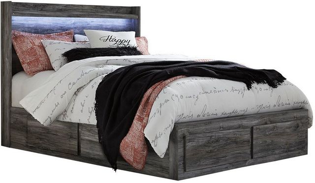 Baystorm Panel Bed with 4 Drawer Storage - Gray