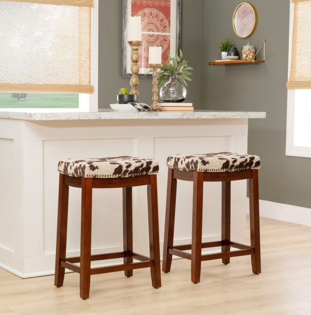 Linon Claridge Brown Cow Counter Stool-2