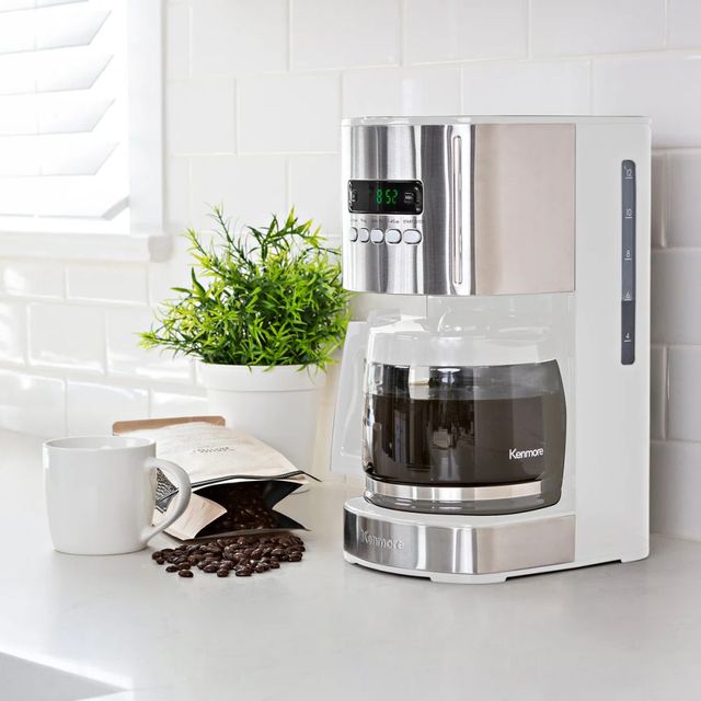 Kenmore® 12 Cup White and Stainless Steel Aroma Control Countertop Coffee Maker-1