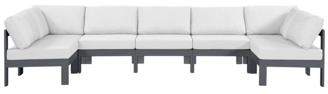 Meridian Furniture Nizuc 7-Piece Dark-Gray/White Aluminum/Fabric Outdoor Patio Modular Sectional-0