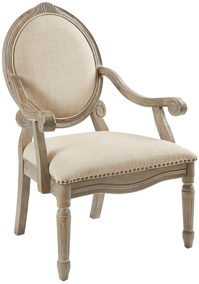 Olliix by Madison Park Beige Brentwood Exposed Wood Arm Chair-1