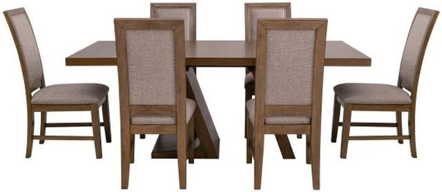 Powell® Cadeau Beige/Walnut 7-Piece White Dining Set-3