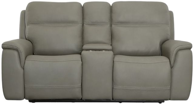 Flexsteel® Sawyer Gray Power Reclining Loveseat with Console, Power Headrests and Lumbar-3