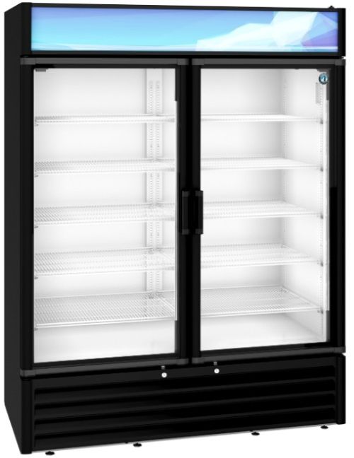 Hoshizaki 60" 42.6 Cu. Ft. Black Painted Aluminum Two Section Glass Door Merchandiser Refrigerator-1