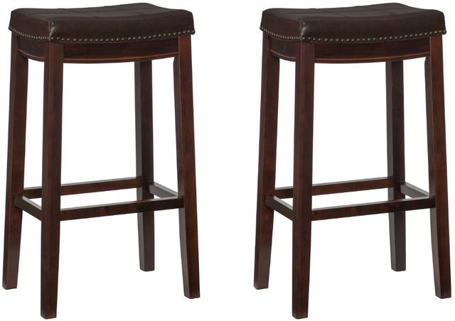 Linon Claridge 2-Piece Mottled Brown Bar Stool Set-0