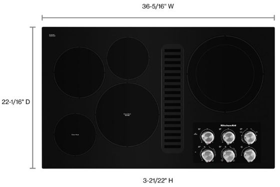 KitchenAid® 36" Black Electric Downdraft Cooktop with 5 Elements-1