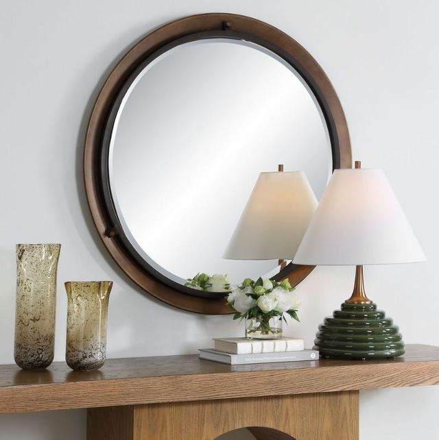 Uttermost® Porthole Rubbed Bronze Round Mirror-1