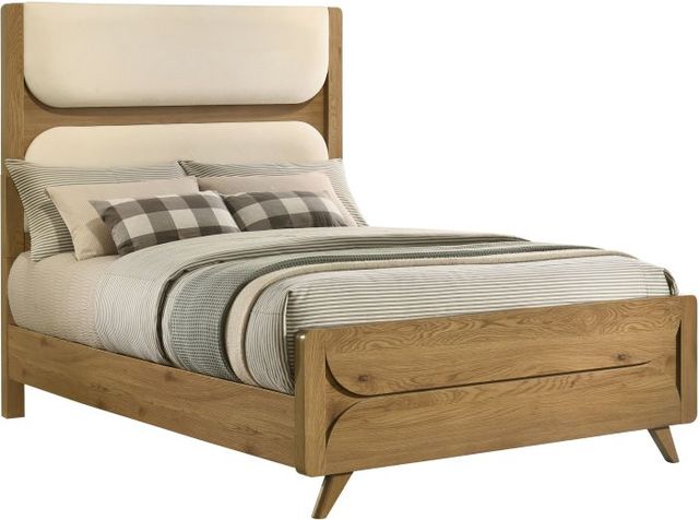 Coaster® Bennett Cream/Light Oak Youth Full Upholstered Panel Bed-2
