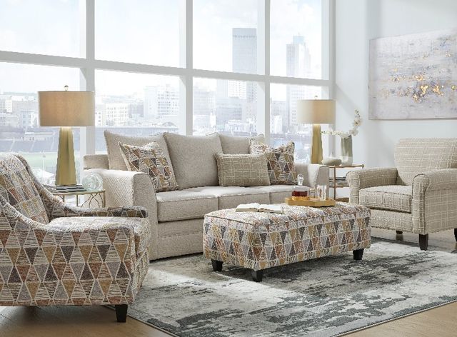 Fusion Furniture Tony Linen Carmela Canyon Gold/Gray Cocktail Ottoman-1