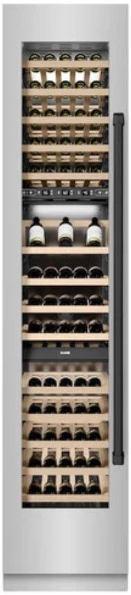 ZLINE Autograph Edition 18" 9.0 Cu. Ft. Triple Zone 68 Bottle Left Hinge Column Wine Cooler in Stainless Steel with Matte Black Accents-3
