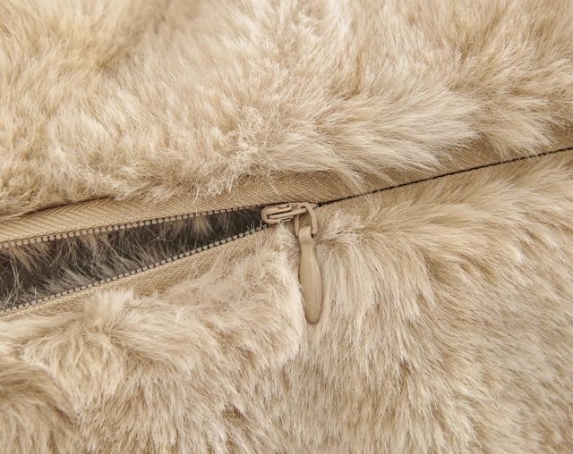 HiEnd Accents Ruched Rabbit Cream Lumbar Pillow-2