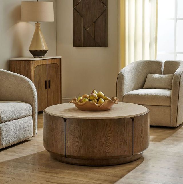 Uttermost® Tindall Provincial Round Travertine Coffee Table-1