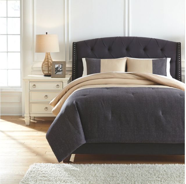 Signature Design by Ashley® Medi 3-Piece Dark Charcoal/Golden Beige King Comforter Set-2