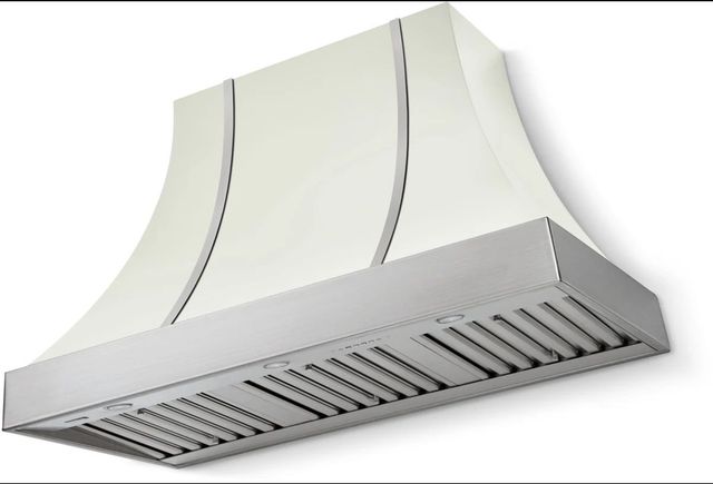 AGA Cascade 48" White Wall Mounted Range Hood  with Brushed Nickel Trim-0