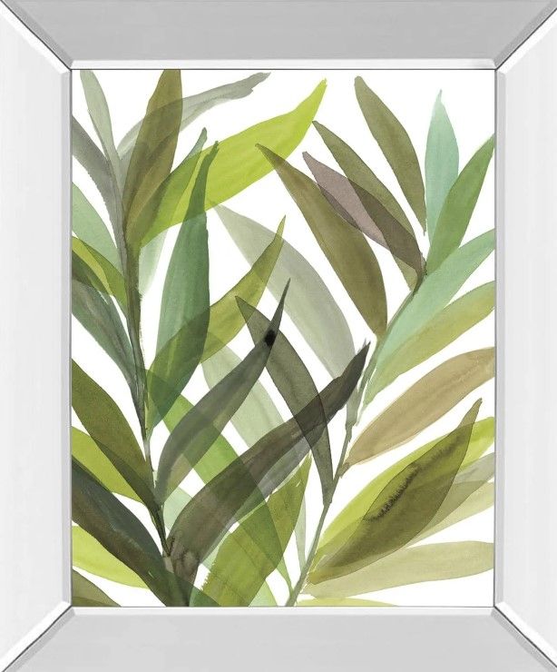 Classy Art Tropical Greens I by Rebecca Meyers Mirror Framed Wall Art-1
