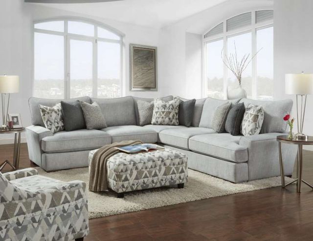 Fusion Furniture Alton Silver Gray/White Cocktail Ottoman-1