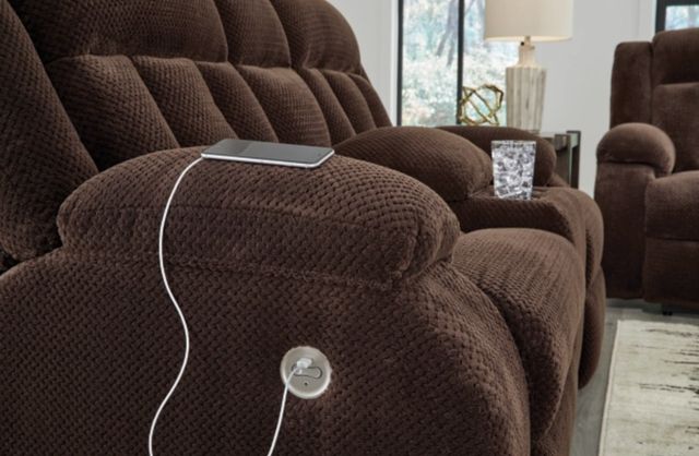 Signature Design by Ashley® Observation Chocolate Power Reclining Loveseat with Console-4