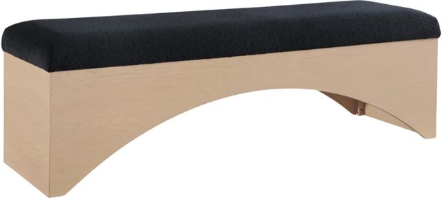 Meridian Furniture Lawson Black/Natural Velour Fur Fabric Bench-0