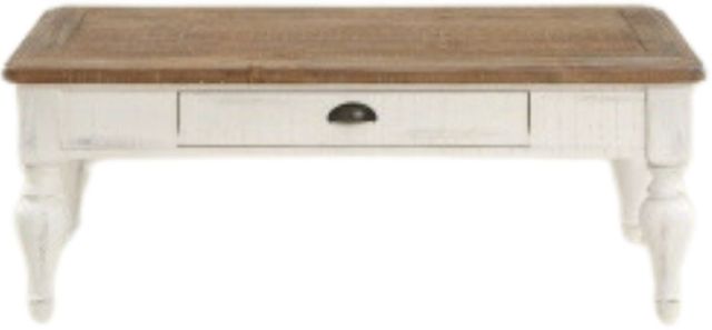 Winners Only® Augusta Rustic Brown Top Coffee Table with White Base-2