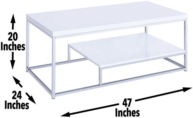 Steve Silver Co. Lucia White Cocktail Table with Chrome Base-2
