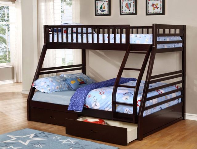 IFDC Espresso Youth Single/Double Bunk Storage Bed-1