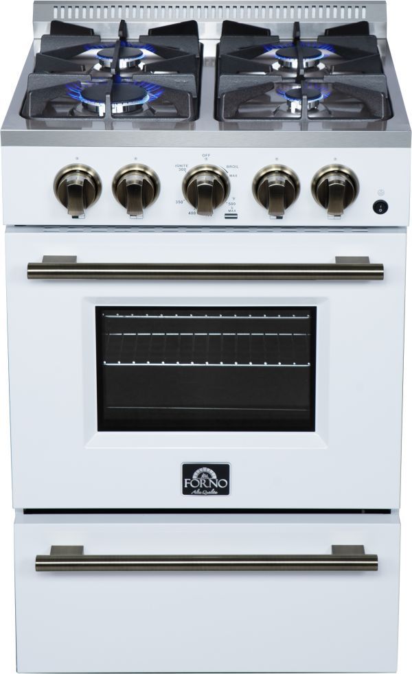 FORNO® Breno Alta Qualita 24" White Freestanding Gas Range-3
