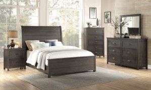 Mazin Furniture Hebron Dark Dark Cherry Eastern King Sleigh Bed-3