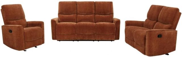 Coaster® Navarro 3-Piece Burnt Orange Manual Upholstered Reclining Sofa Set-0