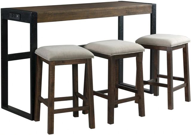 Elements International Caesar 4-Piece Brown/Taupe Dining Set-0