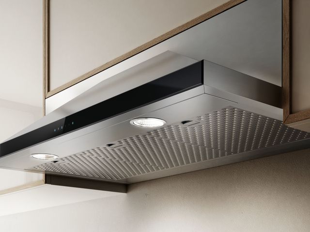 Elica Techne Series Modena 36" Stainless Steel Under Cabinet Range Hood with Black Glass Trim-3
