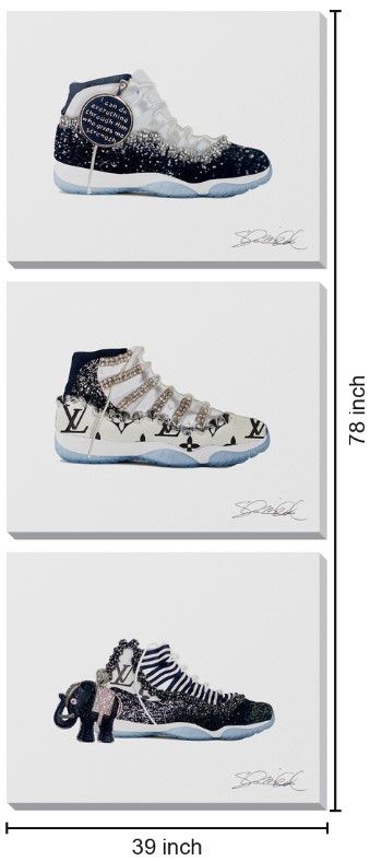 Classy Living 3-piece Luxe Kicks Couture Triptych Wall Art-2