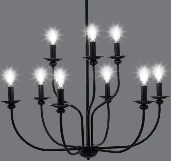 YHD Whitmore Matte Black 9-Light Chandelier-3