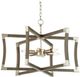 Currey & Company Bastian Chateau Gray/Contemporary Silver Leaf Lantern Chandelier-0