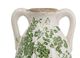 A & B Home Green/White Ceramic Vase with Floral Pattern and Small Handles-1