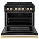 ZLINE Marino 36" Black Stainless Steel Pro Style Gas Range with 6-Burner and Polished Gold Accents-1