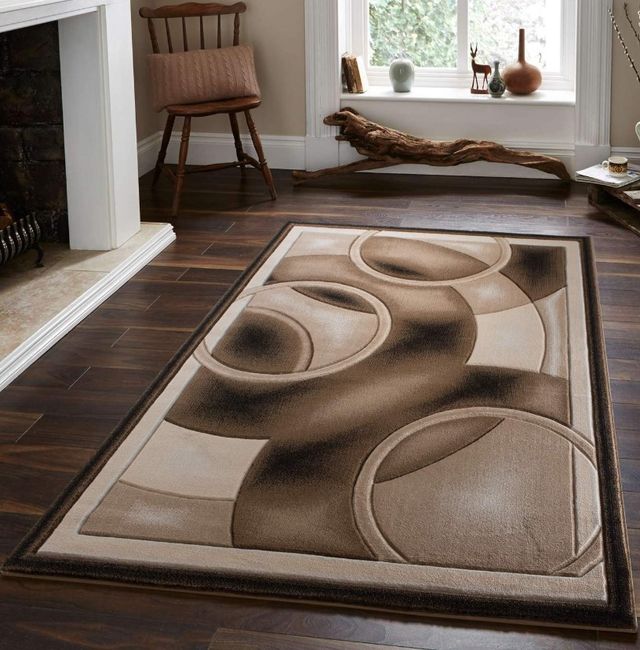 MDA Rugs Glamor Black/Dark Brown 5'x8' Area Rug-1