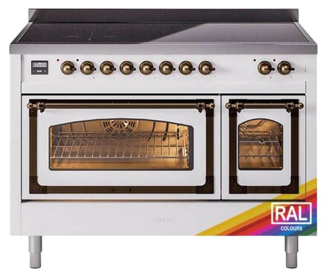 Ilve® Nostalgie II Noblesse 48'' Custom RAL Color Pro Style Induction Range with Burnished Trim-0