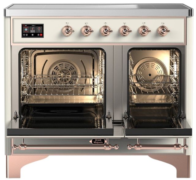 Ilve® Majestic III 40" Antique White Pro Style Induction Range with Triple Glass Door and Copper Trim-1