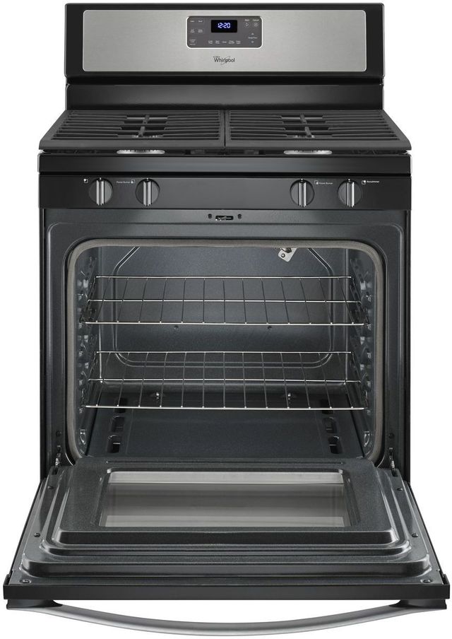 Whirlpool® 30" Freestanding Gas Range-Black-on-Stainless-2