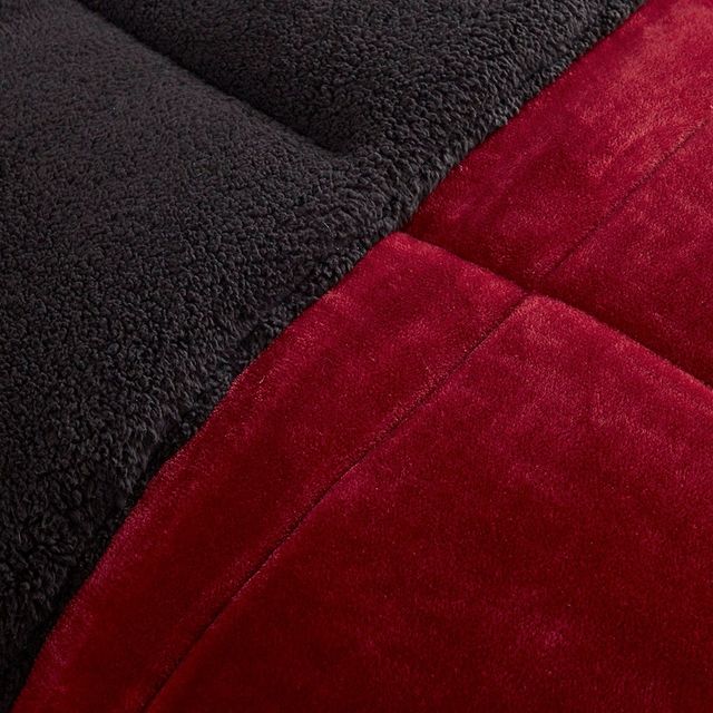 Olliix by Woolrich Alton Black and Red Twin Plush to Sherpa Down Alternative Comforter Set-3