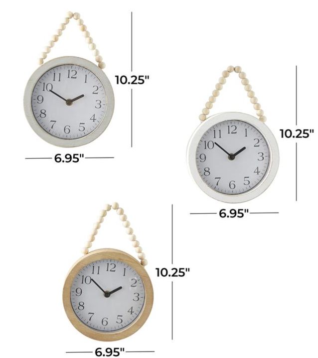 Deco Marche 3-Piece Wall Clock Set with Rope Strap-3