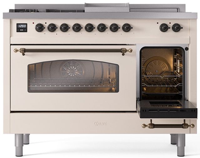 Ilve® Nostalgie II Series 48" Antique White Pro Style Dual Fuel Range-3